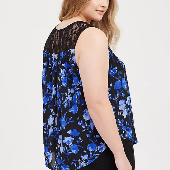Torrid Black Floral Lace Georgette Tank - Picture 4 of 8